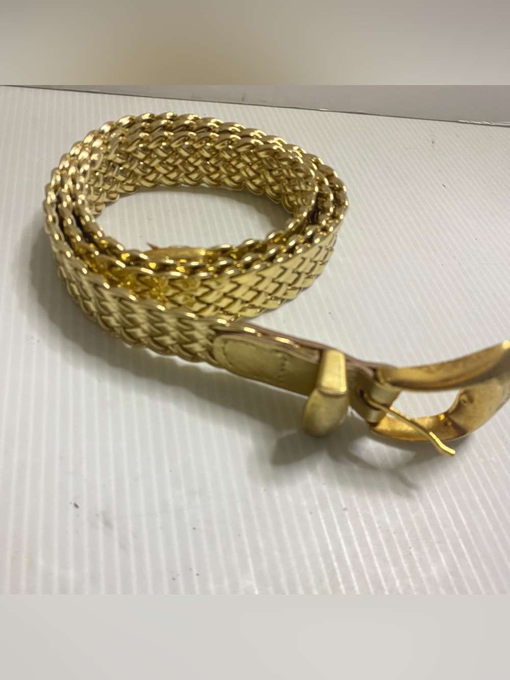 Gold Braided Woven Women's Belt - Elegant Metallic Accessory